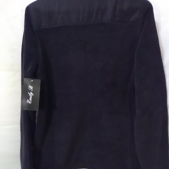 Emily B Ladies Long Sleeve Teddy Bear Fleece Jacket Color Black Size Small - Picture 5 of 5